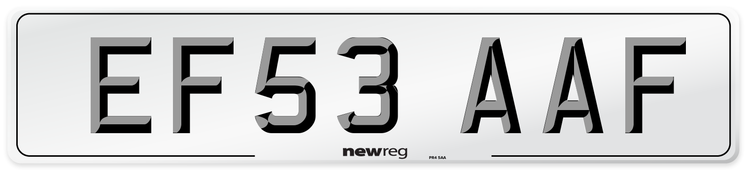 EF53 AAF Number Plate from New Reg